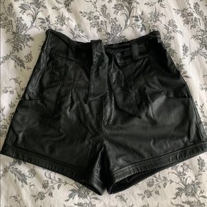 Shorts Women Faux Leather High Waist